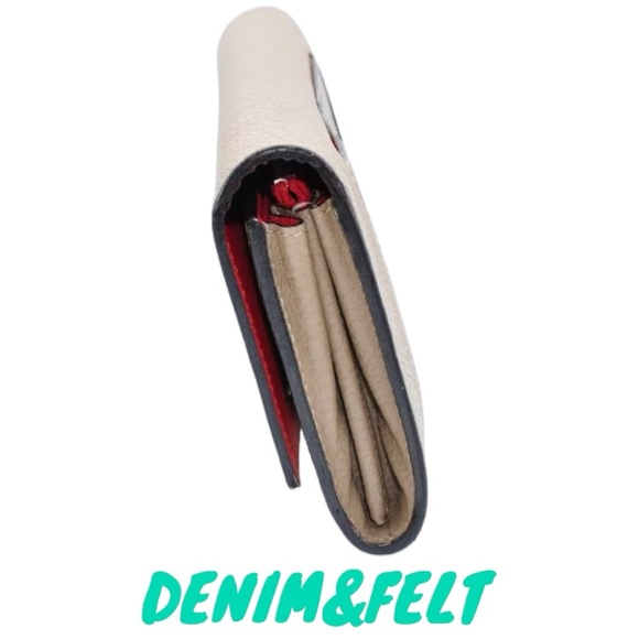 ♥️CELINE Porte Tresore International Long Leather Beige/Red Zip Around Wallet🤎 - Picture 6 of 12